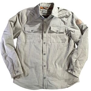 Eddie Bauer Mens M Gray Utility Snap‎ Front Shirt Jacket Fleece Lined Outdoor